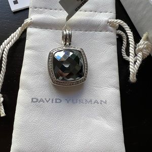 David Yurman Sterling Silver Pave Diamond Hematite Pendant